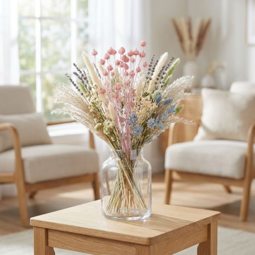 Artikel Aardbeidistel, gedroogde distel, disteldecoratie, lichtroze, 58 cm, 100 g