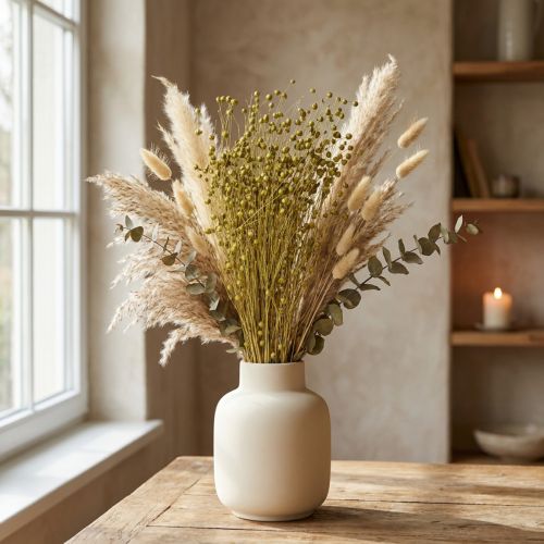Decoratieve gedroogde vlasbloemen olijfgroen 50 g | Floristik24.nl