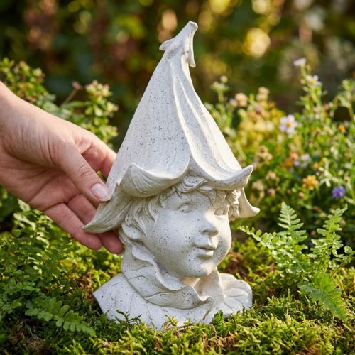 Artikel Decoratief kabouterhoofdje voor stijlvolle tuin- en woonkamerdecoratie, grijs, 30 cm