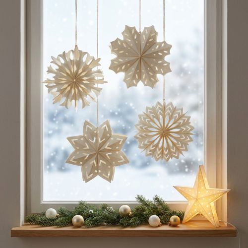 Elegante papieren sneeuwvlokken voor winter- en kerstdecoraties | Floristik24.nl