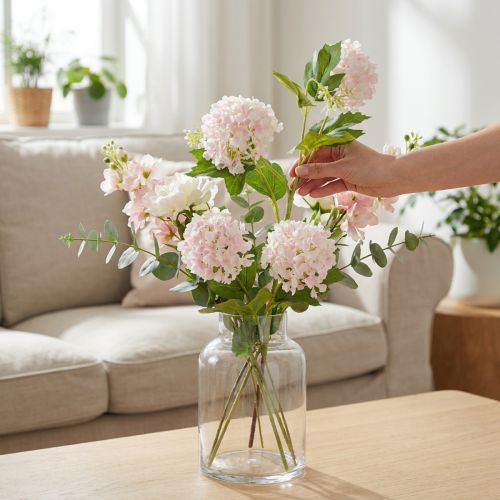 Sneeuwbalplant Kunstbloemen Roze Wit L78cm 2st | Floristik24.nl