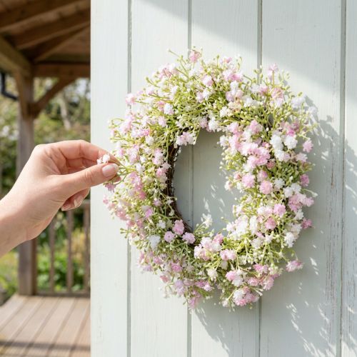 Kunstbloemenkrans deurkrans wanddecoratie Ø30cm H6cm | Floristik24.nl