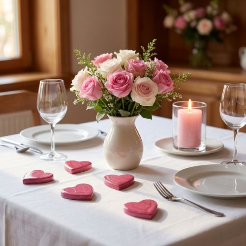 Houten harten decoratieve harten roze glanzend strooidecoratie 4,5 cm 8 st | Floristik24.nl