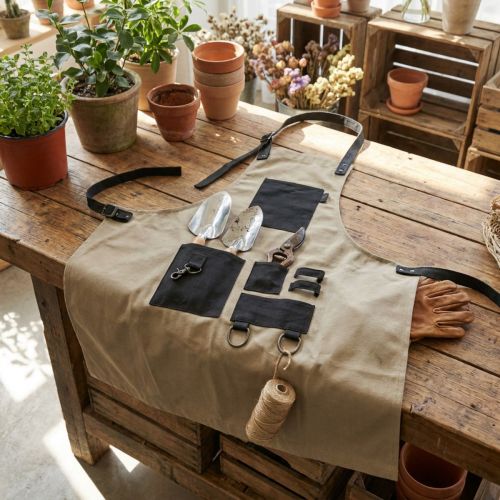 Tuingereedschapstasschort tuinschort kaki 83×85cm | Floristik24.nl