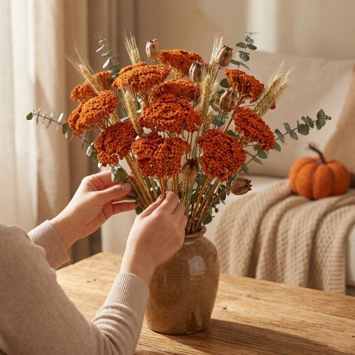 Achillea Oranje gedroogde bloemen, duizendblad, 45-60 cm, 1 kg | Floristik24.nl