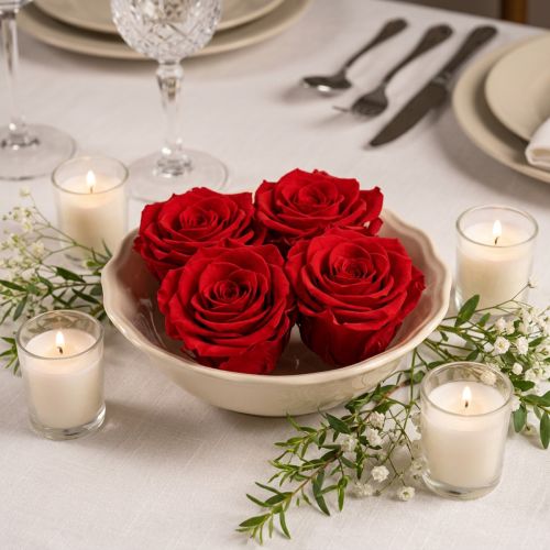 Echte rozenkoppen Infinity Rozen Rood Premium Ø8,5cm 4 stuks | Floristik24.nl