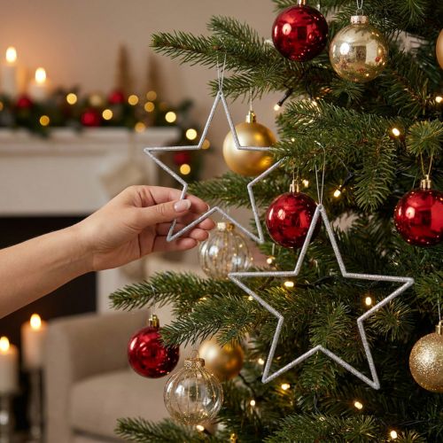 Decoratieve zilveren sterren,