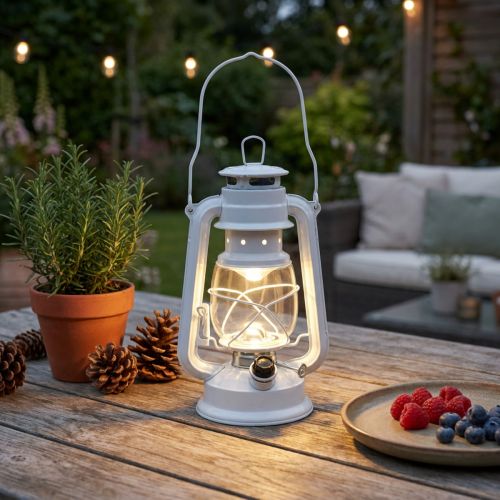 LED lantaarn dimbaar warm wit 24,5cm met 15 lampen | Floristik24.nl