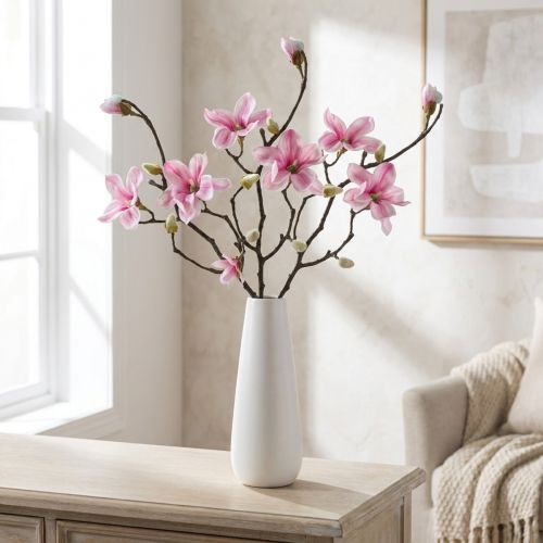 Kunstbloem Magnolia Tak Magnolia Kunstmatig Roze 59cm 3st | Floristik24.nl