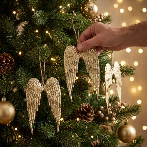 Engelenvleugels Decoratieve hanger Kerstmis Gouden 14,5×9cm 4 st | Floristik24.nl