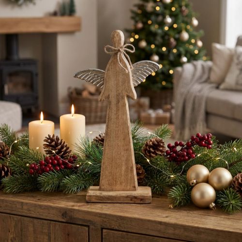 Kerstdecoratie engel hout H43cm | Floristik24.nl
