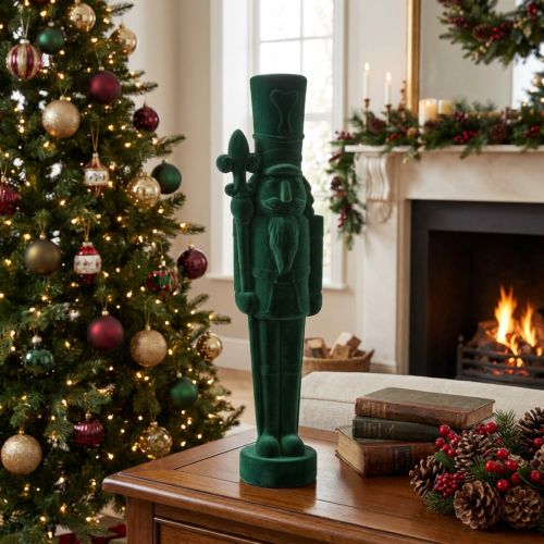 Artikel Notenkrakerfiguur, staand, kerstdecoratie, met fluweelachtige afwerking, 77 cm