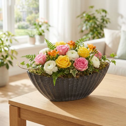 Plantenschaal met groeven,