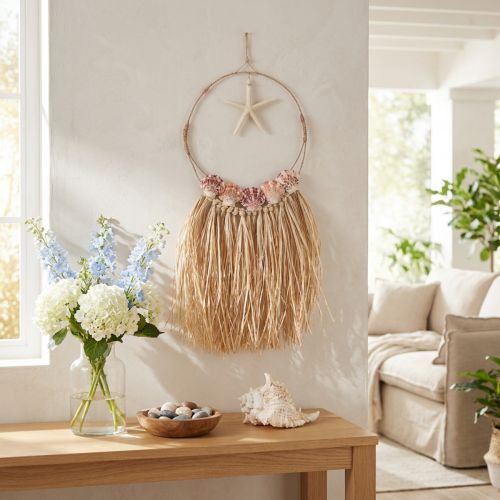 Maritieme wanddecoratie met echte zeester Ø26,5cm H65cm | Floristik24.nl