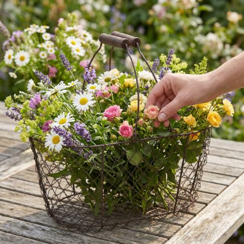 Draadmand ovaal met handvat 27x16,5cm H13,5cm bruin | Floristik24.nl
