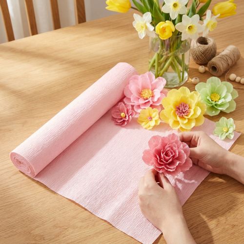 Artikel Bloemisten crêpepapier, roze, 50×250 cm, 5 stuks