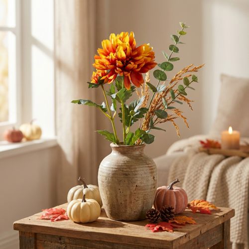 Kunstbloemen decoratie dahlia's kunstbloemen oranje 62cm | Floristik24.nl