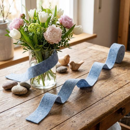 Vilten lint blauw 7,5cm 5m | Floristik24.nl