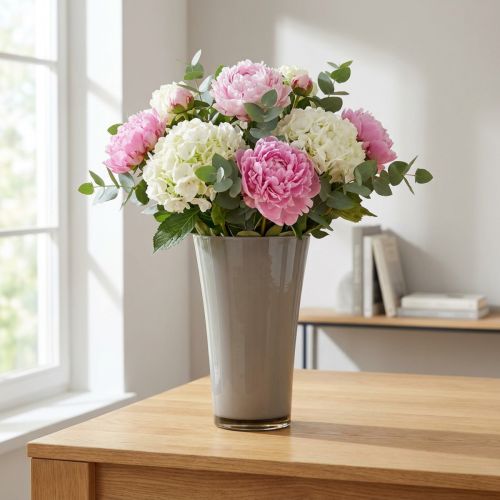 Vaas “Fizzy” Ø16cm H27cm platinagrijs 1 st | Floristik24.nl