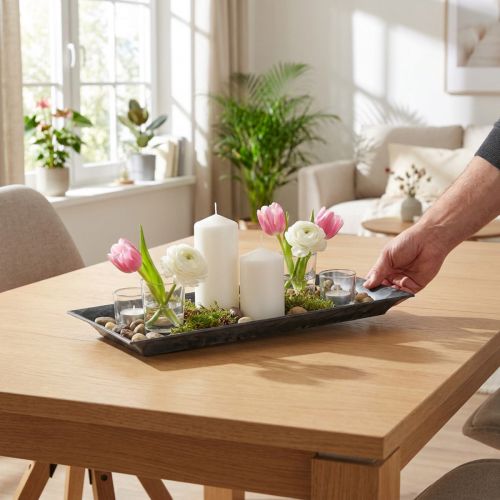 Decoratief dienblad gemarmerd antraciet 36x17cm 6st | Floristik24.nl
