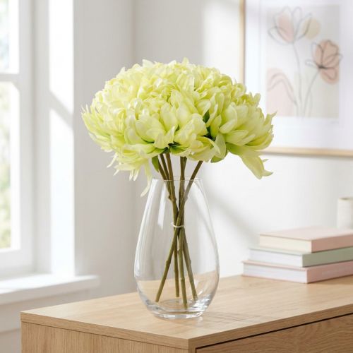 Boeket chrysanten kunstcrème, geel 28cm 6st | Floristik24.nl