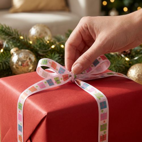 Cadeaulint met pakketlint Kerstmis 15mm 18m | Floristik24.nl