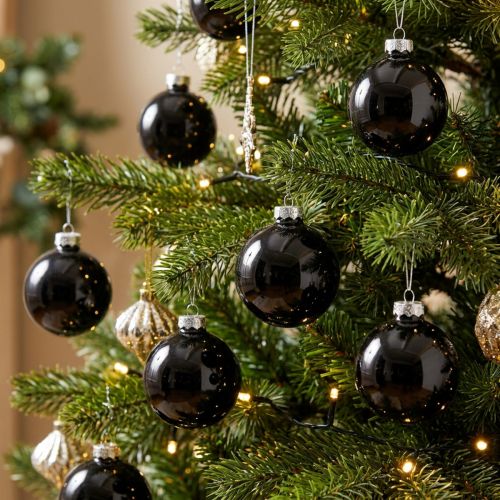 Zwarte kerstballen boomballen glas Ø4cm 24 st | Floristik24.nl