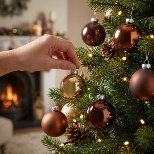 Kerstballen goudbruin mix glazen bollen Ø4cm 24 st | Floristik24.nl