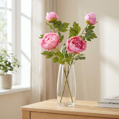 Artikel Kunstrozen Pioenrozen Kunstmatig in Roze L80cm 2st