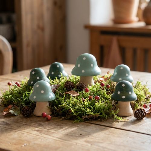 Houten Paddestoelen Decoratieve Paddestoelen Houten Mini Vliegenzwammen Mintgroen 4cm 12 st | Floristik24.nl