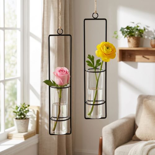 Reageerbuisdecoratie voor het ophangen van minivazen glas Ø6cm 32cm 2st | Floristik24.nl