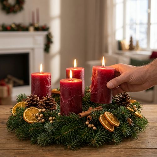 Effen pilaarkaarsen, donkerrood, 70x100mm (set van 4) – Lang brandende premium kaarsen | Floristik24.nl