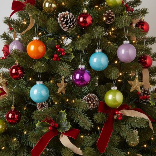 Kerstballenset, kleurrijke glanzende kerstballen, 60 mm, 24 stuks | Floristik24.nl