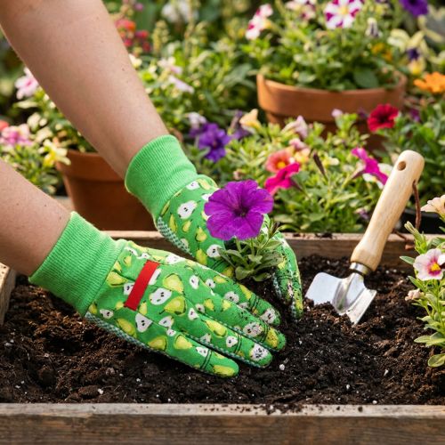 Kixx dameshandschoenen maat 8 groen met motief | Floristik24.nl