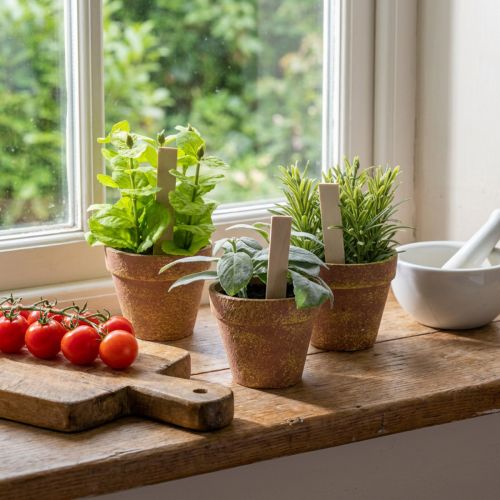 Kunstmatige kruidenpot met decoratieve kruiden voor keuken, tuin, balkon of terras, 15 m³, 3 stuks | Floristik24.nl