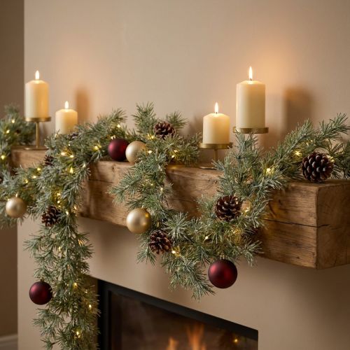 Decoratieve larikskrans voor een sfeervolle kamerinrichting, 250 cm | Floristik24.nl