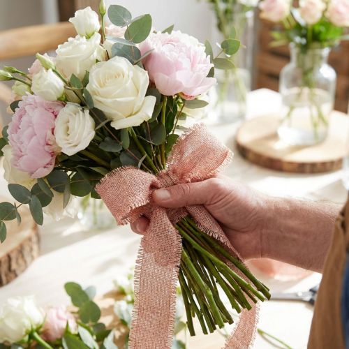 Decoratief lint franjelint roze goud B40mm L15m | Floristik24.nl