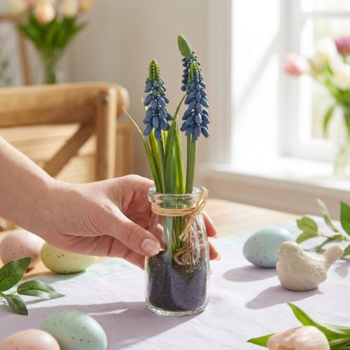 Hyacint kunstparel hyacint blauw in glas H22cm 2st | Floristik24.nl