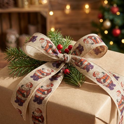 Artikel Kerstlint rustiek lint Kerstman 25mm 15m