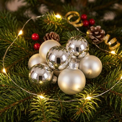 Kerstbal Ø4cm zilverglans/mat 24 st | Floristik24.nl