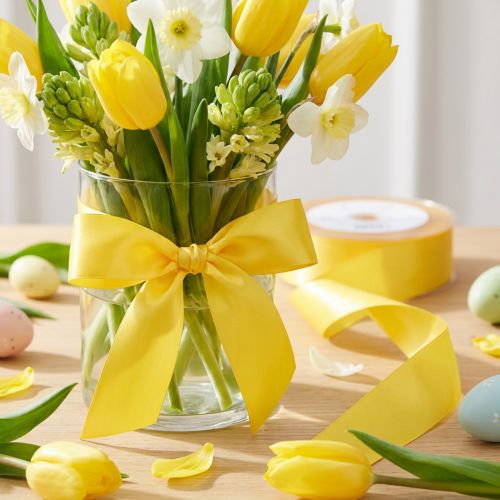 Cadeau- en decoratielint 40mm x 50m geel | Floristik24.nl