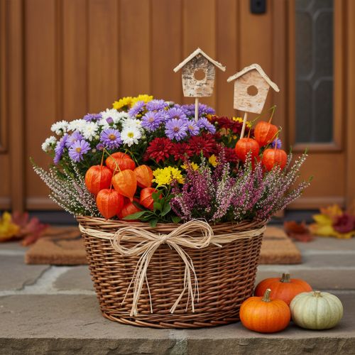 Decoratief vogelhuisje, berkenhout, 5 cm, bloemstokjes, 4 stuks | Floristik24.nl