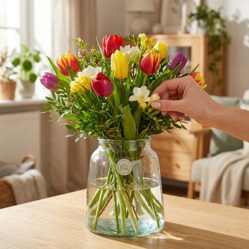 Bloemenvaas glas helder glas vaas tafeldecoratie Ø18cm H22cm | Floristik24.nl