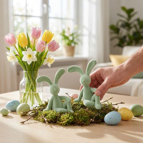 Decoratieve paashaasfiguur voor stijlvolle huisdecoratie en Pasen, 22 cm, 2 stuks | Floristik24.nl
