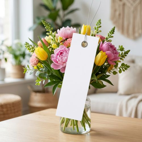 Witte hanglabels 18x60mm met metaaldraad, weerbestendig, ideaal voor bloemisterij en cadeaulabels, 250 stuks | Floristik24.nl