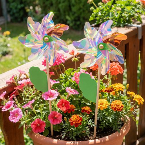 Pinwheel Bloem met Blad Molen Iriserende Kleuren Ø24cm 2st | Floristik24.nl