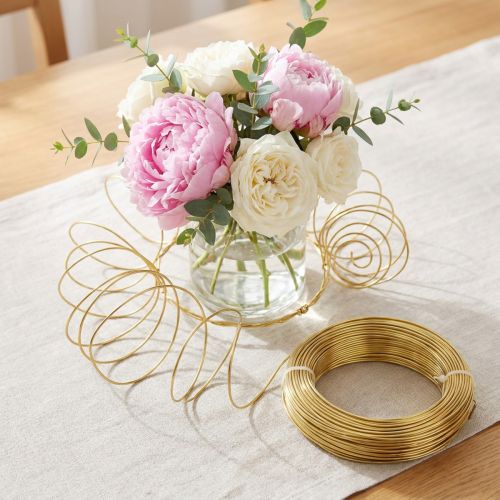 Gouden aluminiumdraad 2mm 500g 60m voor knutselen en decoratie | Floristik24.nl