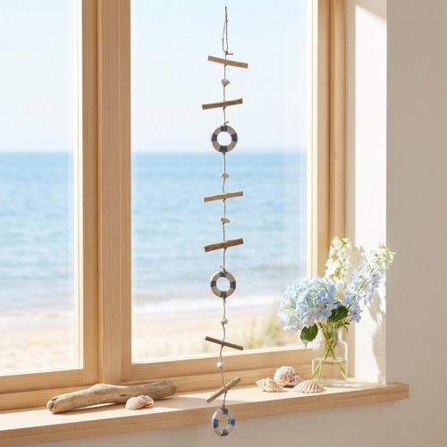 Raamdecoratie maritieme reddingsboeien houten decoratie zomer 90cm | Floristik24.nl