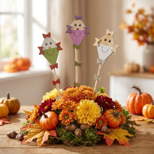 Bloemplug herfst drakenhout paars groen wit 5,5×8cm 9st | Floristik24.nl