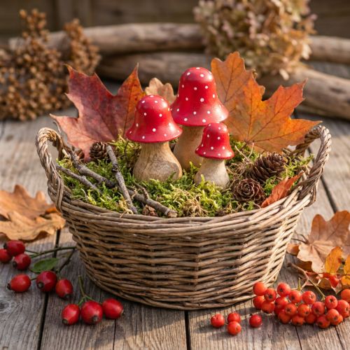 Vliegenzwam decoratie paddenstoelen houten paddenstoelen herfstdecoratie H6/8/10cm set van 3 | Floristik24.nl